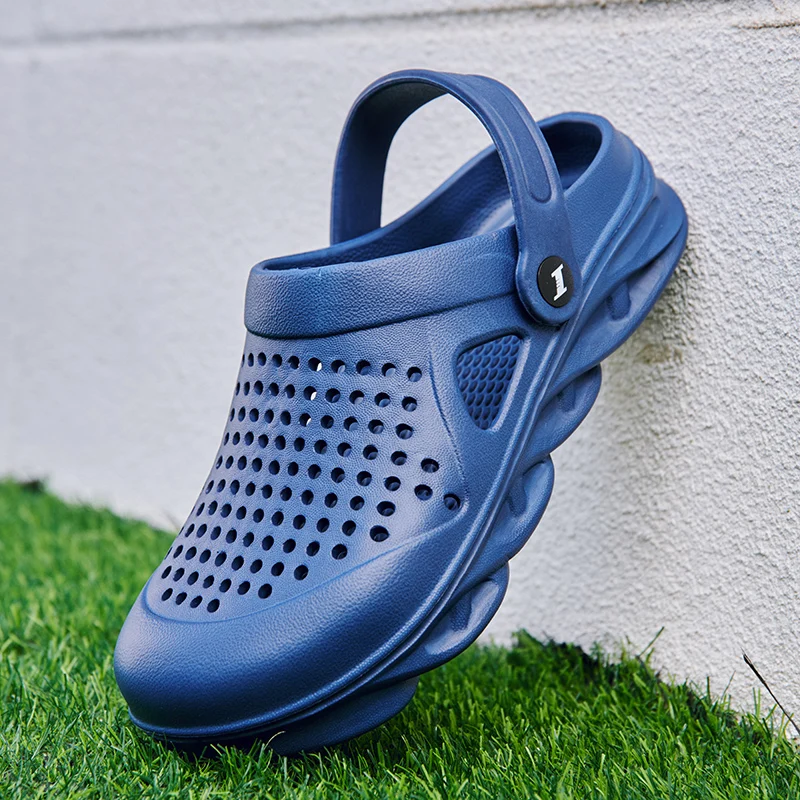 

Men Summer Shoes Water Sandals Hollow Outdoor Water Beach Walking Water Sandals Men's Garden Shoes Casual Slippers Blue Slides