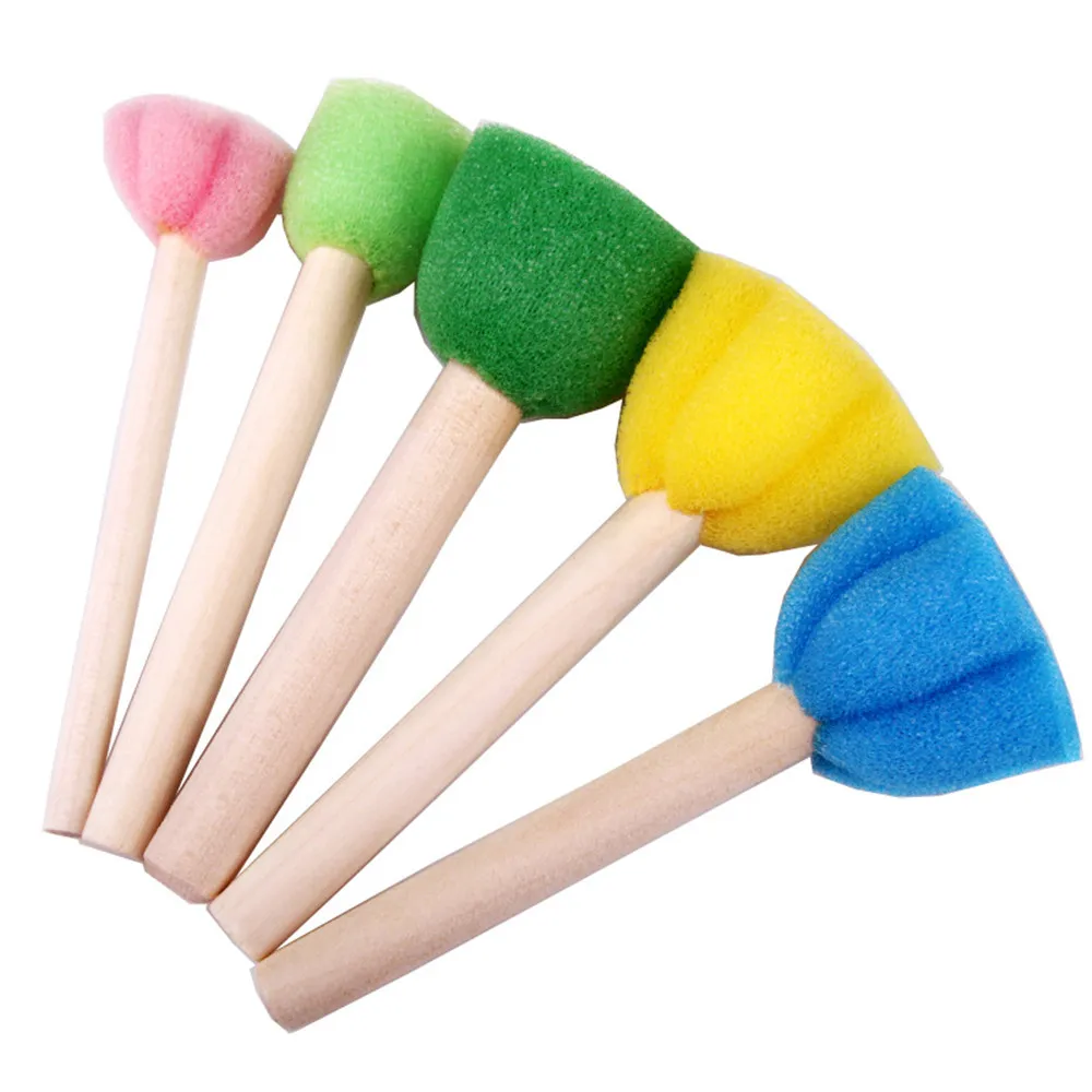 5pcs Kids Toddler Sponge Stamp Brush Kits Flower Drawing Toy