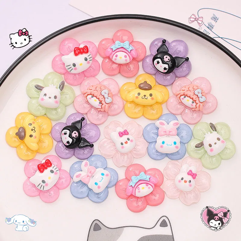 

Sanrios Hello Kitty Resin Diy Ornament Cartoon Cinnamoroll Kuromi Flower Manicure Accessories Phone Case Material Smd Decor Gift