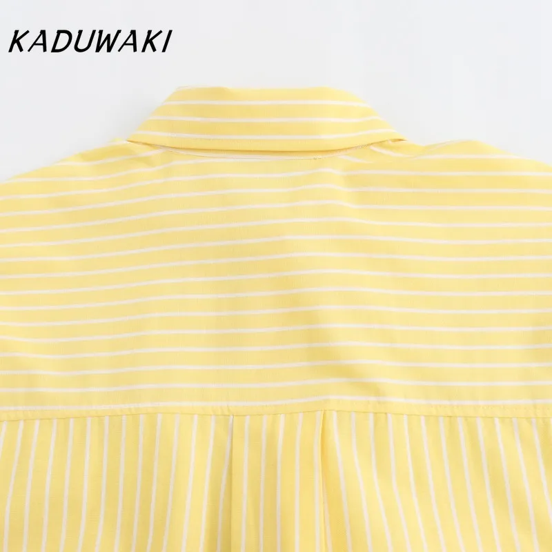 KADUWAKI Американская уличная однобортная повседневная рубашка с длинными рукавами