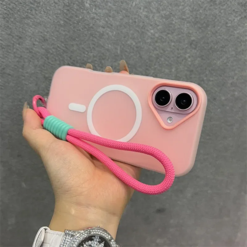 Матовый чехол Magsafe контрастного цвета Jelly Candy Color для iPhone 16 15 14 13 12 11 Pro Max Plus мягкий