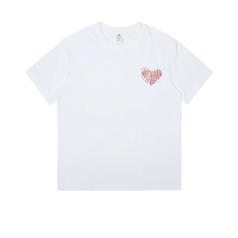

Women's Casual Short Sleeve T-shirt for Summer Men Fashion Trend Comfortable Cotton Breathable Love shape Graphic Couple Tees