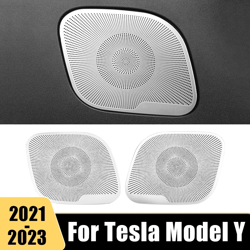 

Stainless Car Rear Trunk Tweeter Horn Cover Decorated With Sequins Speaker Trim Stickers For Tesla Model Y ModelY 2021 2022 2023