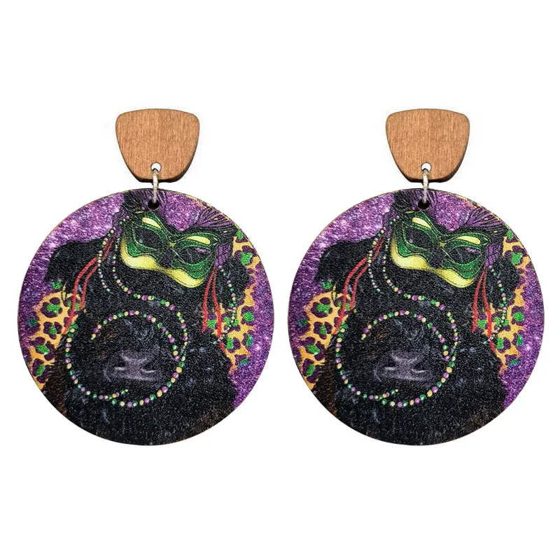 Женские круглые серьги с леопардовым рисунком и крупного рогатого скота