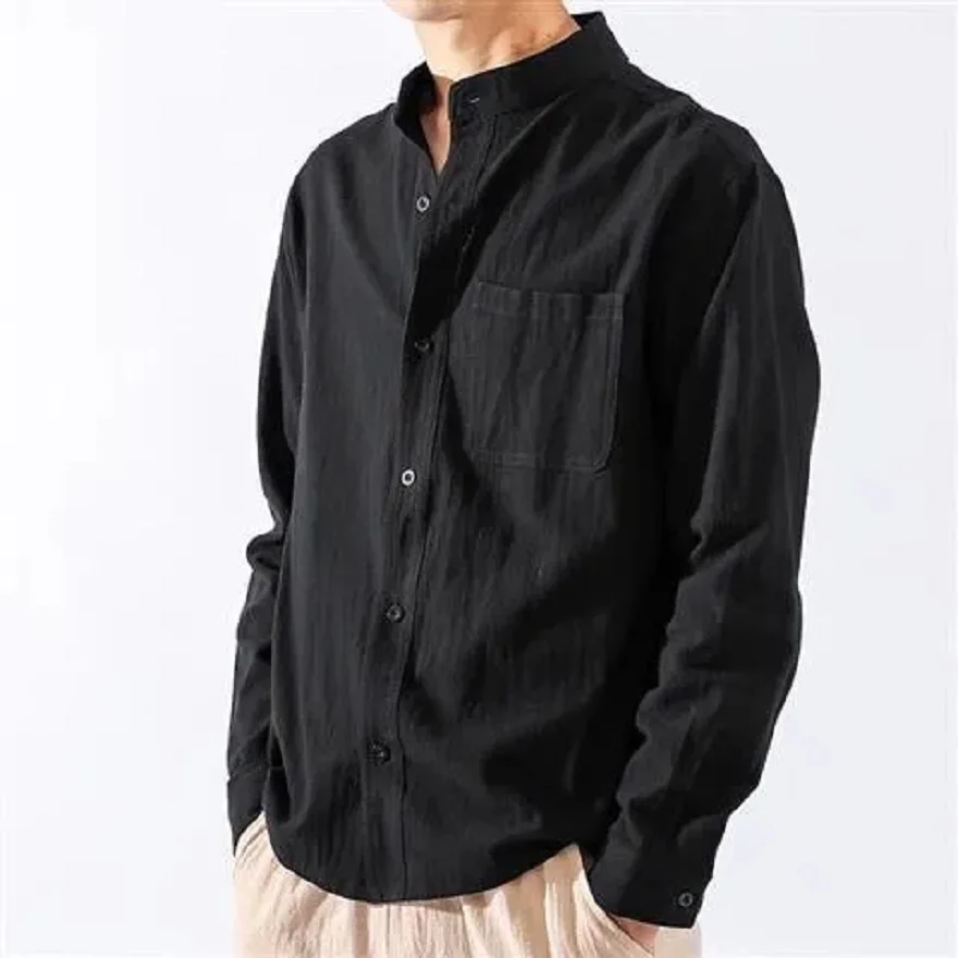 

Men's Loose Harajuku Cotton Linen Shirt Long Sleeve Black White Shirt Mens Stylish Spring Plus Size Shirts Camisas de hombre