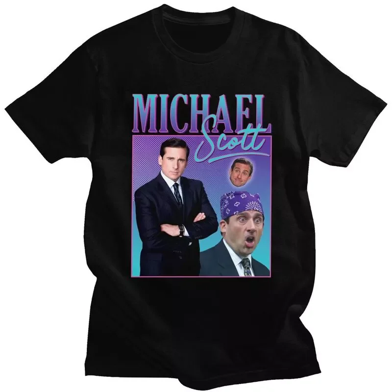 

NEW IN Michael Scott Tshirt Men Short Sleeved T Shirt Fashion US The Office TV Show Dwight Schrute T-shirt Fitted Cotton Tee