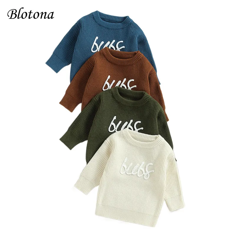 

Newest Newborn Baby Girl Boy Knitted Long Sleeve Autumn Winter Sweater Letter Embroidery Loose Pullover Casual Tops Kids Clothes