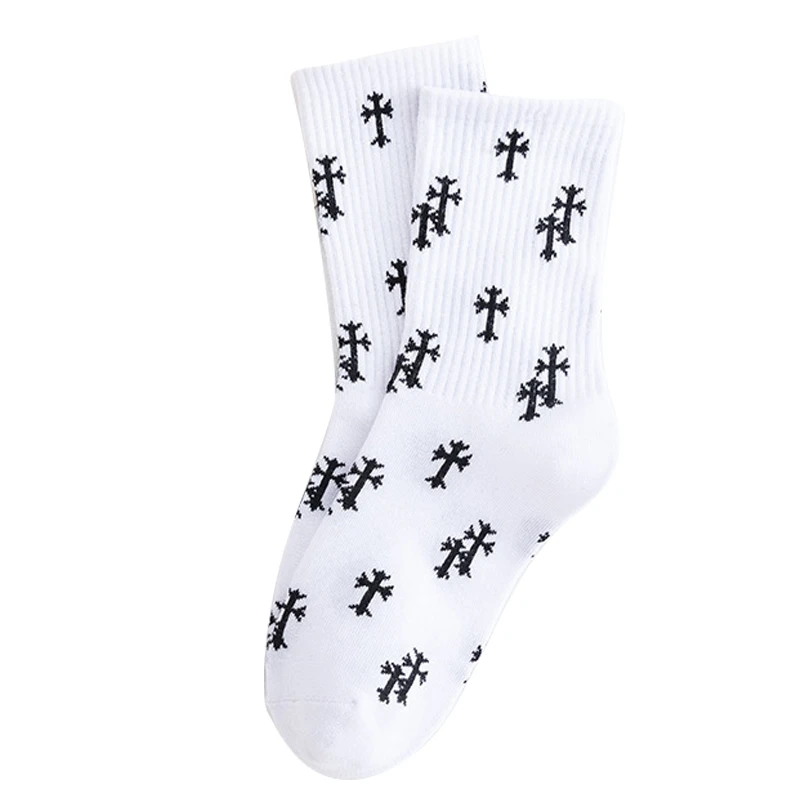 

1 пара, уличные модные носки, крутящийся крест, Латиноамериканский крест, хлопковые готические эластичные чулки в стиле «панк» для мужчин и ...