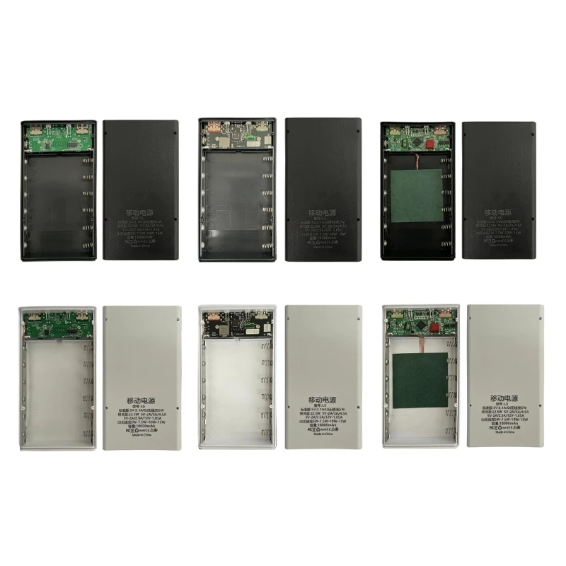 

C1FB 6x18650 Power Shells Outer Cover Mobile Power DIY Shells Storage Box Wireless Charging/Quick Charging Version