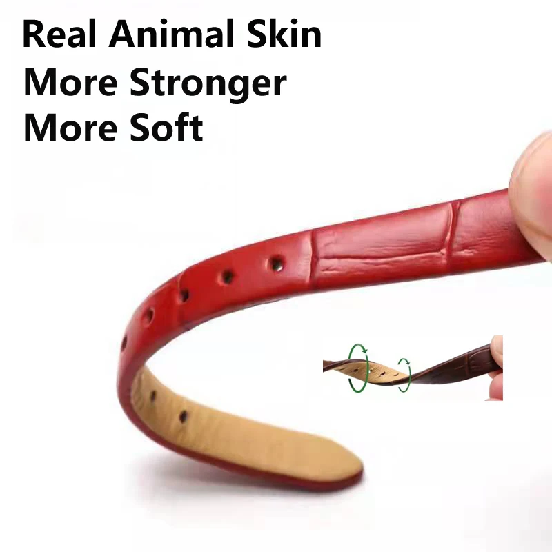 Ремешок для часов тонкий наручный ремень браслет настоящая кожа животных