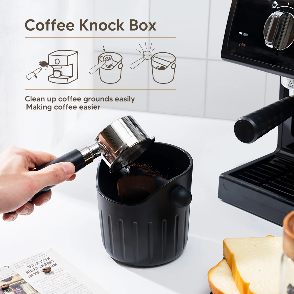 

Coffee Knock Box Shock-Absorbent Espresso Knock Box for Barista Coffee Grind Anti-slip Espresso Dump Bin Grind Waste Bin