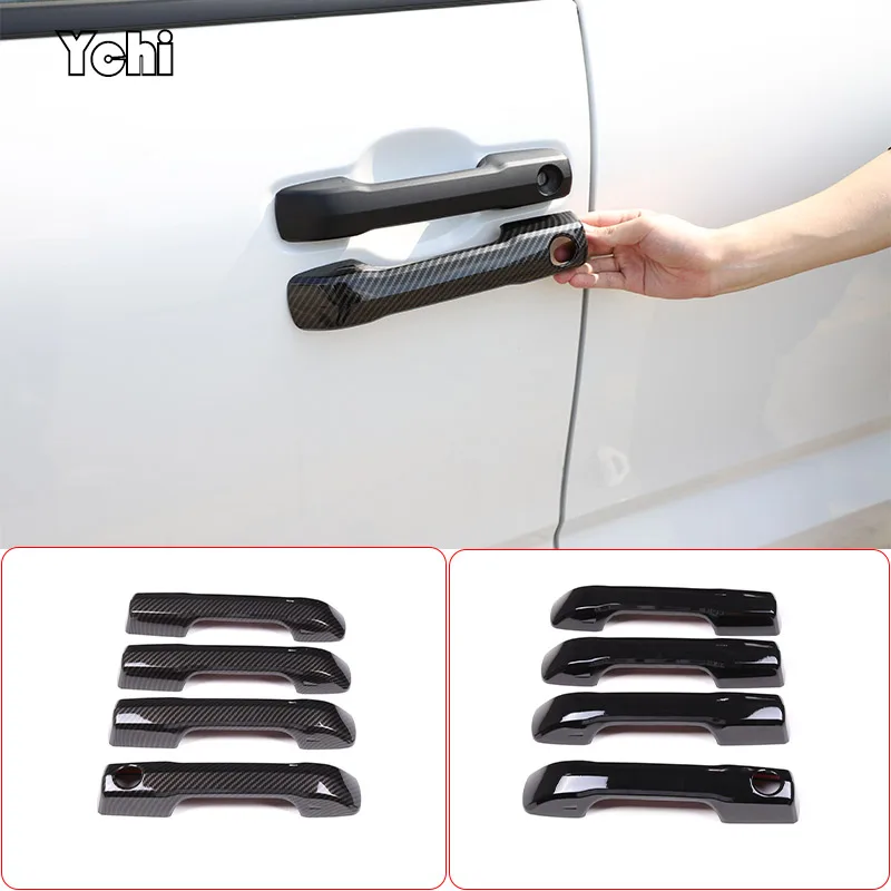

For Toyota Tundra 2022 2023 ABS Carbon Fiber/Black Car Outer Handle Door Bowl Decorative Cover Sticker Car Accessories
