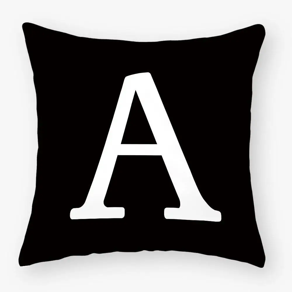 

Black White Alphabet Pillow English Alphabet Cushion Cover Decor