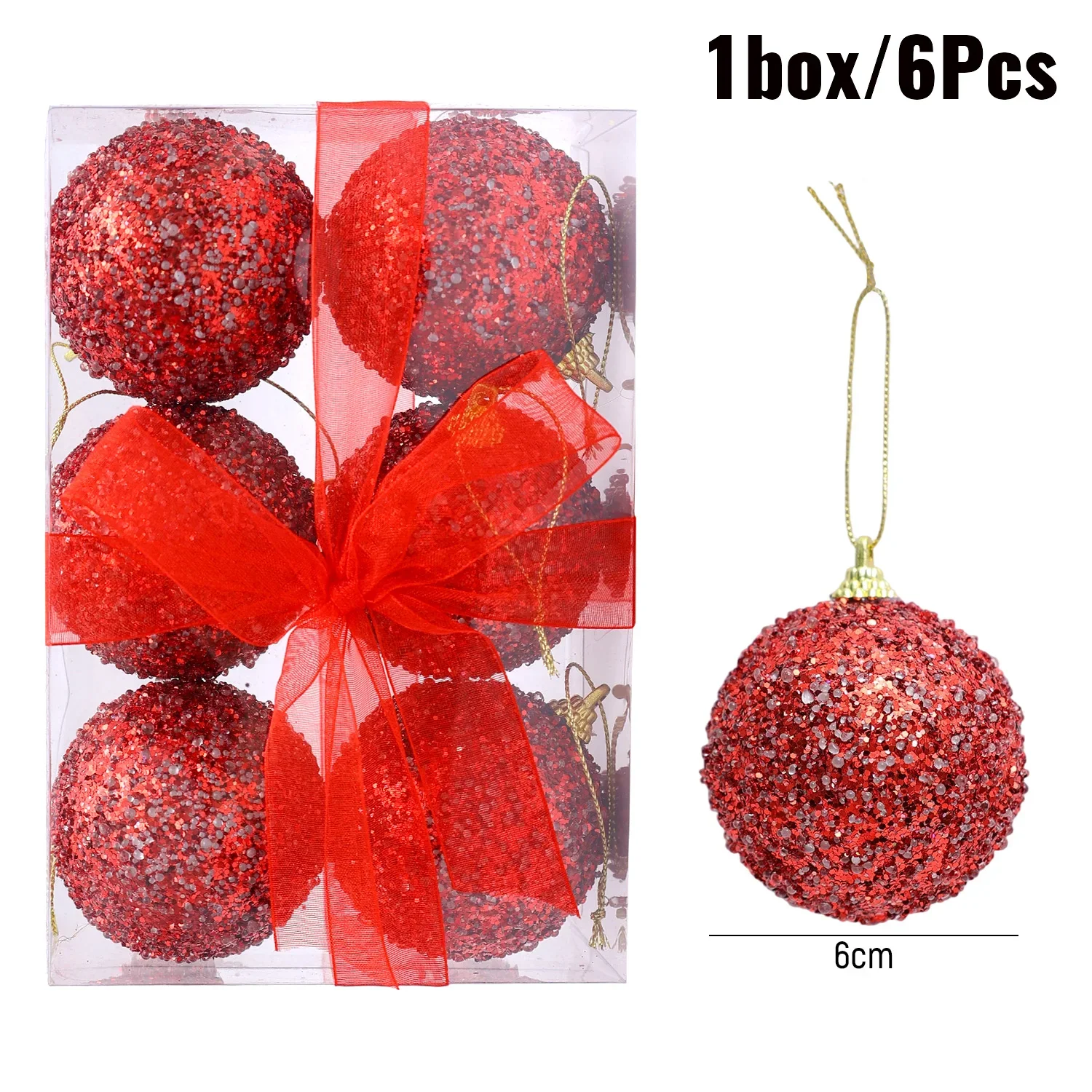 Рождественские шары 6 см, красные, золотые, серебряные