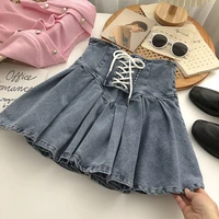 korean fashion pleated shorts skirts women summer kawaii lace up mini jeans skirts outdoor sex skirt high waist y2k denim skirt