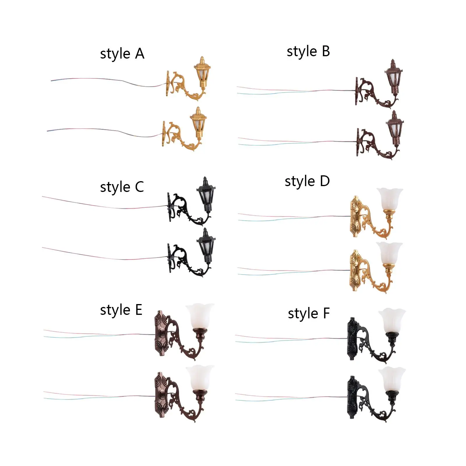 

2x Hanging Lamp Simulation Decoration Building Sand table/12 Vintage Wall Lamp Models Furniture Streets Lamps Mini Toy Lamp