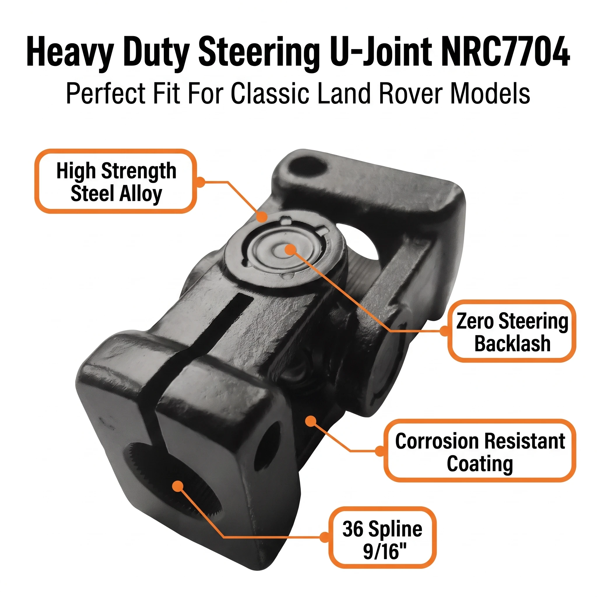 Фото Универсальный шарнир рулевой колонки NRC7704 для Land Rover Defender 90 110 Discovery Range Rover 1986-1999, 9/16 дюйма, 36 шлицов №2