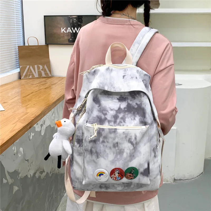 Модный женский рюкзак с принтом, повседневные холщовые студенческие водонепроницаемые школьные ранцы, вместительные повседневные дорожны...