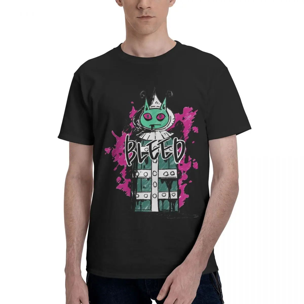 

T shirt For Men Bleed Cat y2k Style Graphic Cotton T shirt Maiden Heavy Metal Vintage Luxury Summer Men's clothing