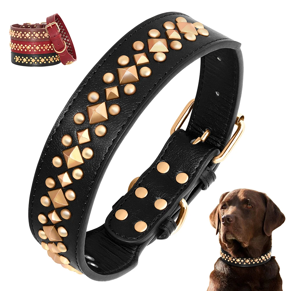 

Cool Spiked Studded Leather Dog Collars Adjustable Pitbull Bulldog Big Dog Collar For Small Medium Large Dogs Boxer Labrador