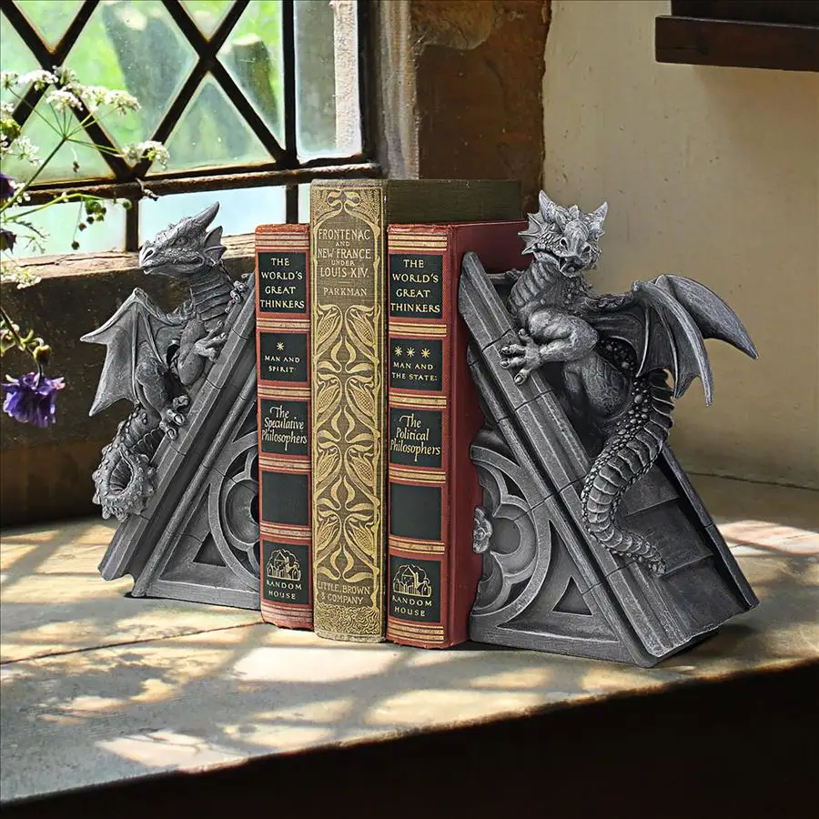

Gothic Castle Dragons Sculptural Bookends