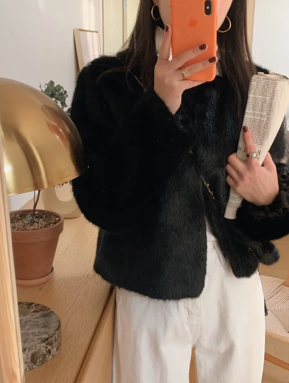 Зимнее теплое меховое пальто для женщин милое с коротким вырезом и длинным