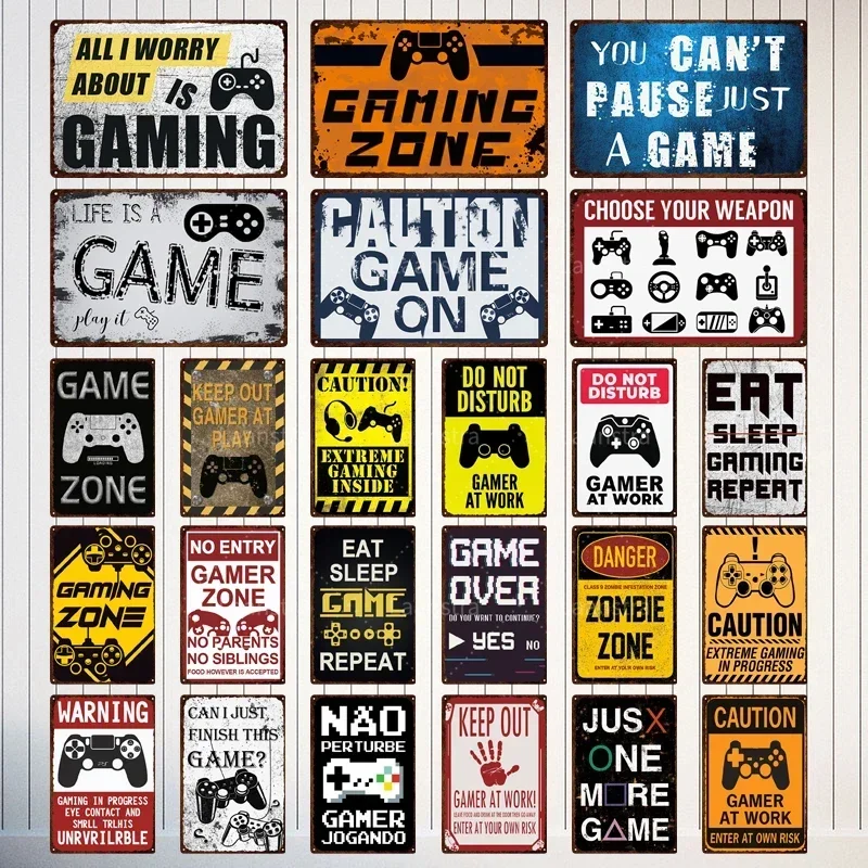 Плакат Декор Play Zone Оловянная вывеска Винтажные металлические знаки для геймера