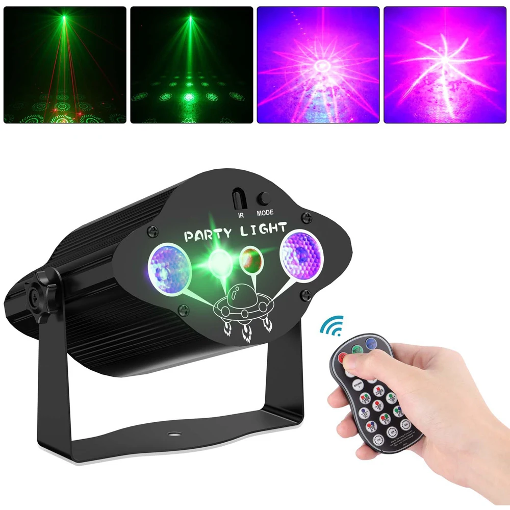 Disco Light RGB UV LED Laser Stage Beam Lights Sound Activated DJ Party Lights With Strobe Flash Effect Usb Power Projector Lamp