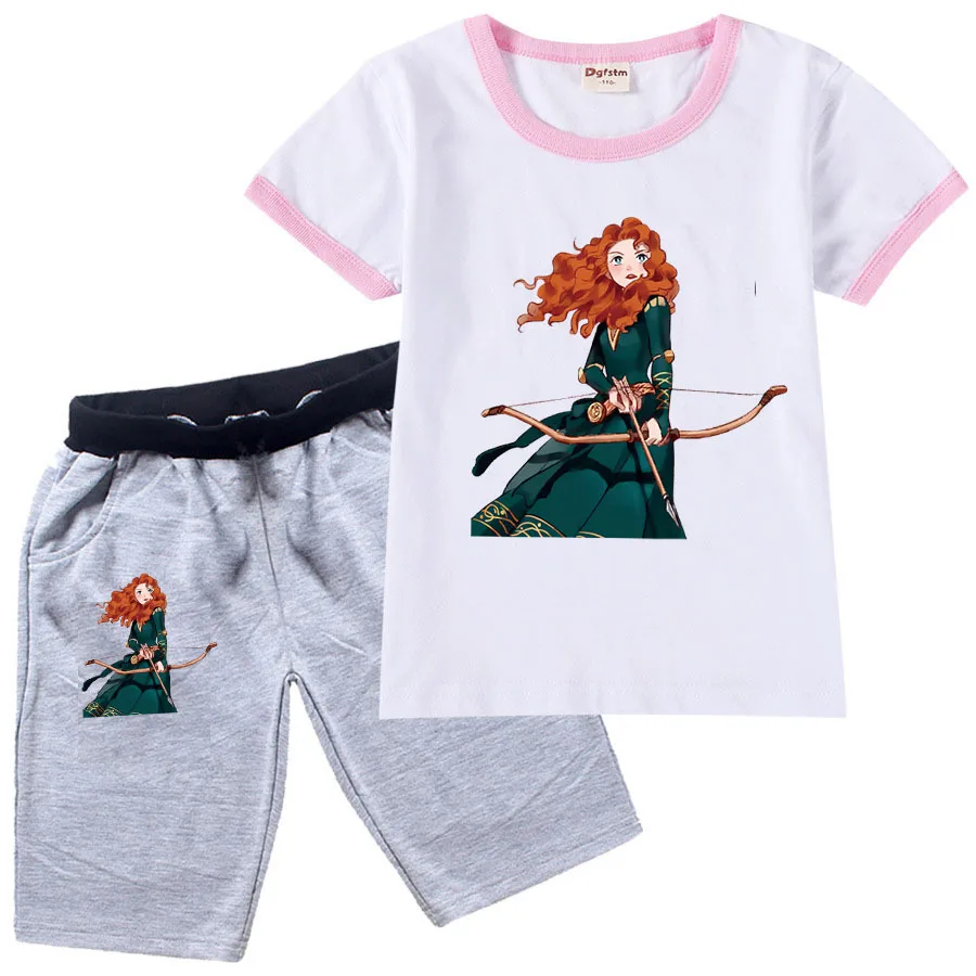 

Disney Braver Cartoon Printed Cotton Casual Kids T-Shirt Set Short Sleeve + Shorts 2022 Summer Girls Boys Sportswear 2-15Y