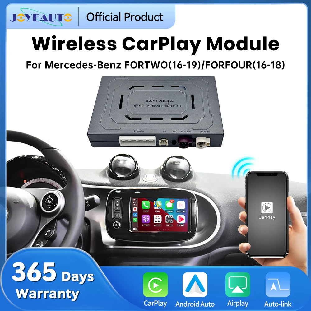 Фото Интерфейс JoyeAuto для Mercedes-Benz 2016-2019 Smart FORTWO/FORFOUR, беспроводной модуль CarPlay, Android Auto, Car Airplay, Mirror-Link №1