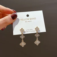 fashion retro pendant dangle earrings for women four leaf clover micro wax glass filled stud earring jewelry accessory