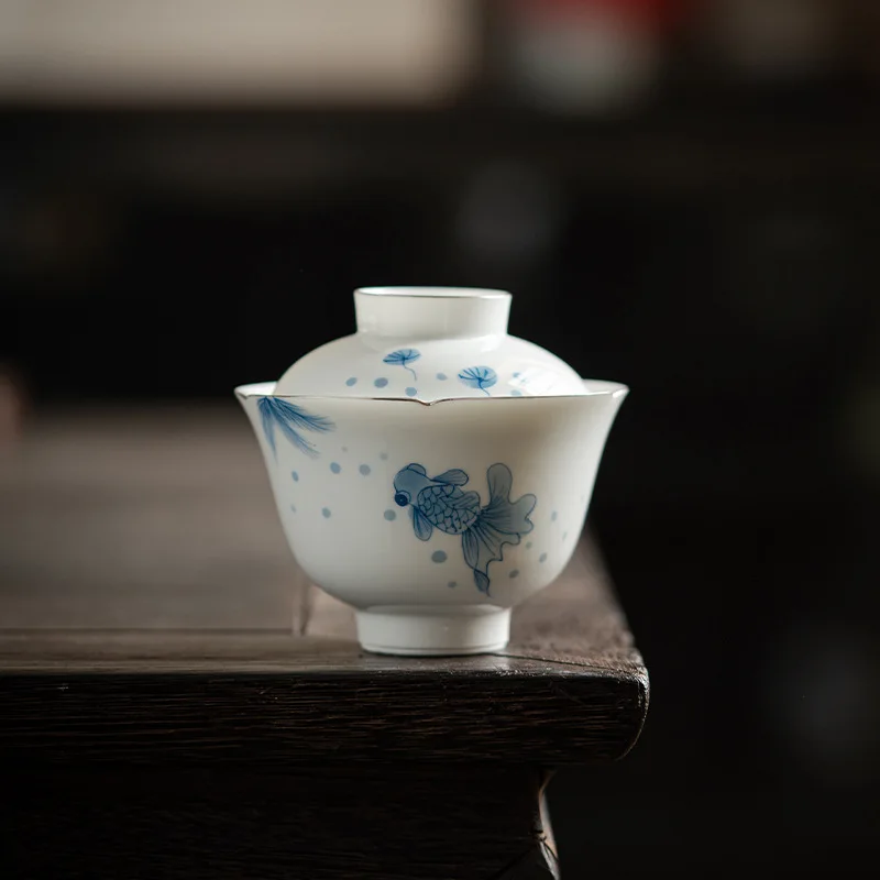 

Кухонная портативная Gaiwan традиционная термостойкая Gaiwan Jingdezhen премиум-класса с чайной чашкой игра De Te посуда