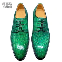 chue men dress shoes men formal lshoes men crocodile leather shoes memale crocodile shoes green