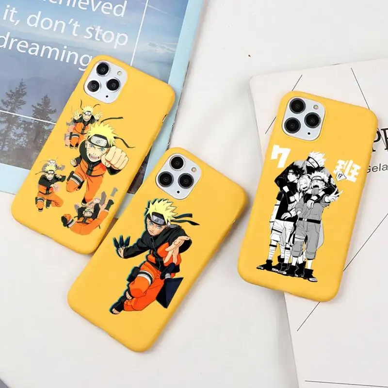 

Naruto Kakashi Phone Case For iphone 13 12 11 Pro Max Mini XS 8 7 6 6S Plus X SE 2020 XR Candy yellow Silicone cover
