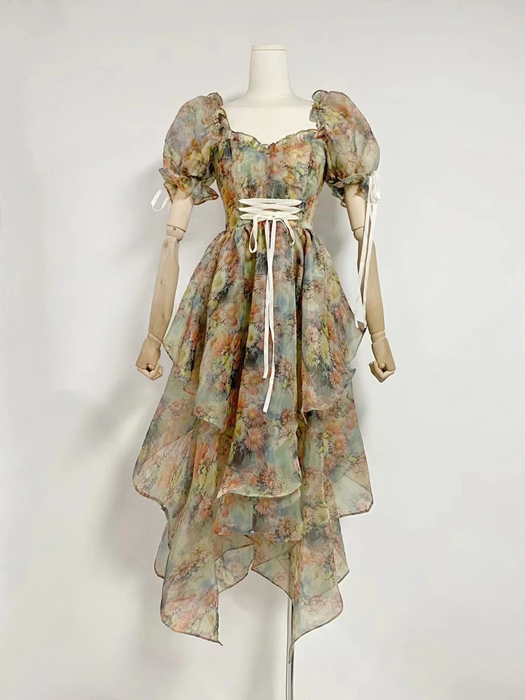 Женское платье с квадратным вырезом VGH элегантное лоскутное принтом