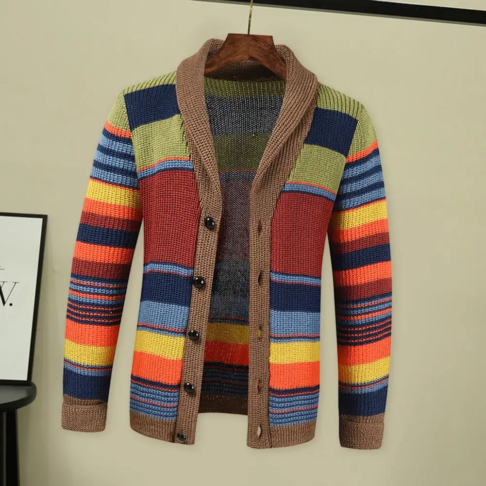

2023 Sweater Trend Fashion Autumn And Winter New Cardigan Color Matching Button Long-sleeved Knitted Jacket Sweater Cardigan Men