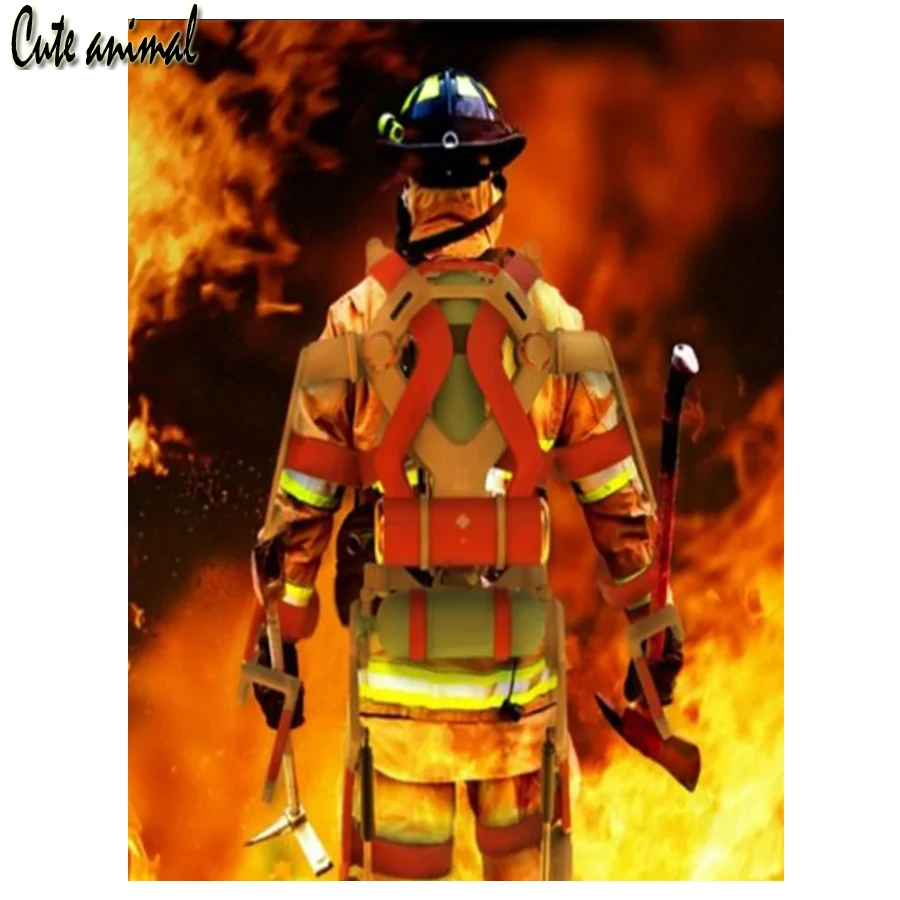 Алмазная 5D картина сделай сам огненный пожарный стразы вышивка крестиком герой