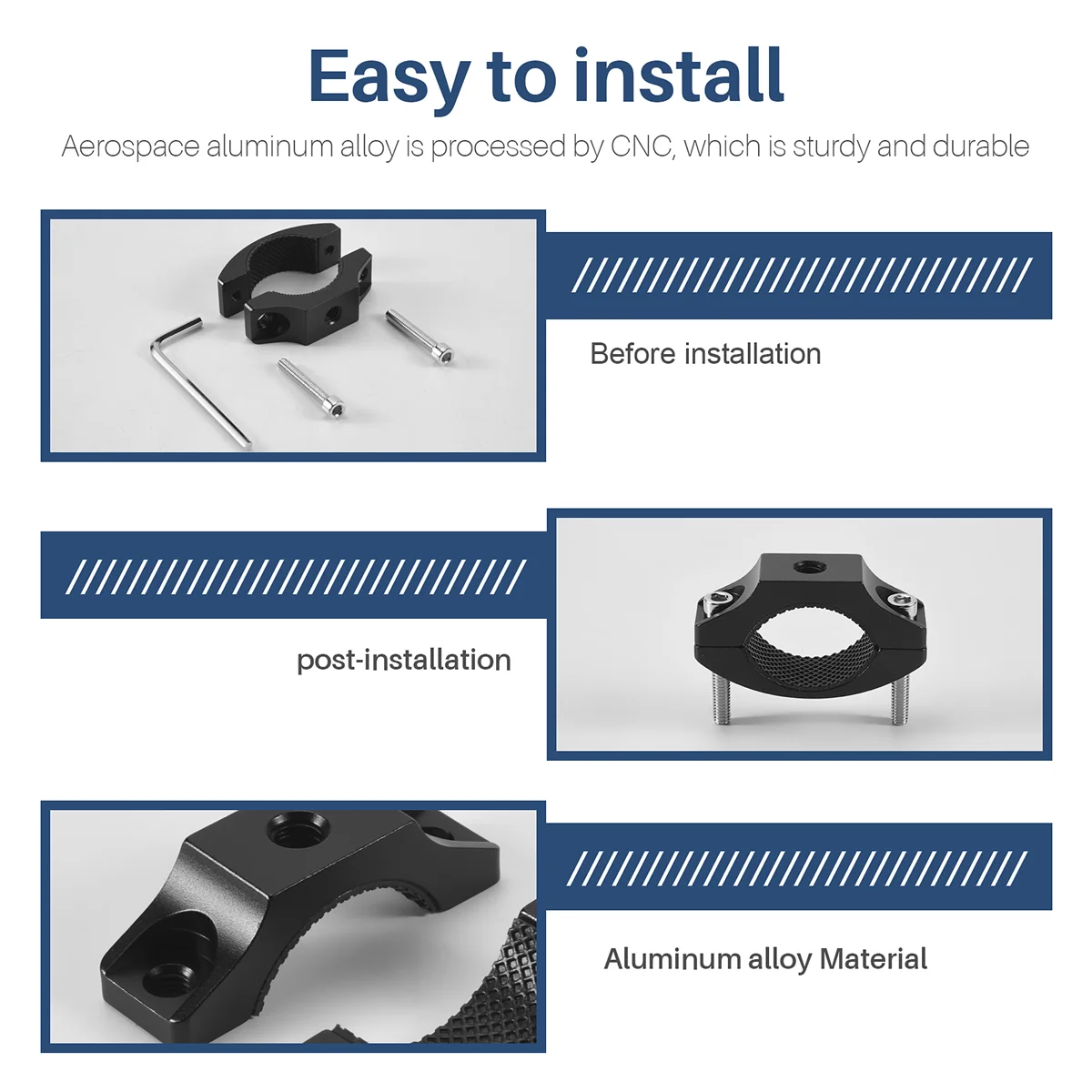 360 Degree Bicycle Motorcycle Handlebar Clip Mount Pipe Clamp Bracket for GOPRO 9 / 8 Insta360 ONE X Action Camera