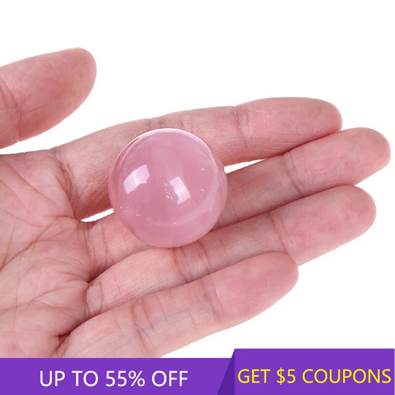 

30mm Natural Pink Rose Quartz Crystal Sphere Polished Bead Stone Ball W/ Stand Reiki Healing Gemstone Home Fengshui Decor Gift