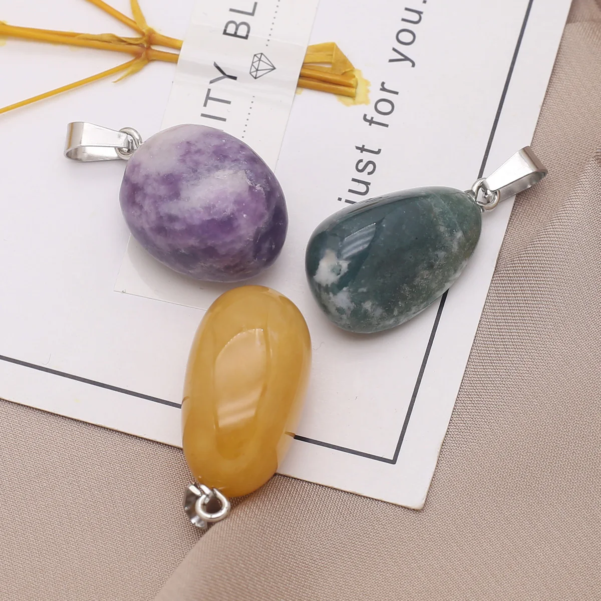 

1PC Natural Stone Pendant Rose Quartz Opal Agate Unakite Turquoise Healing Crystal Stone Charms for Jewelry Making DIY Necklaces