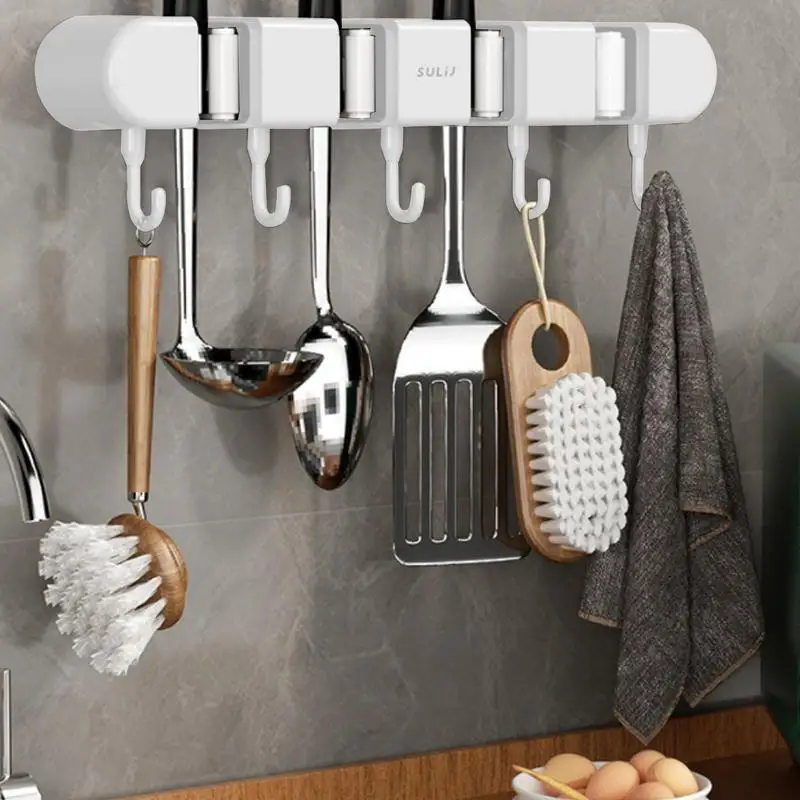 

Silicone Mop Holder Broom Hanger Wall Mounted 4 Position Brush Support Broomstick Hook Storage Rack Bathroom Organizer