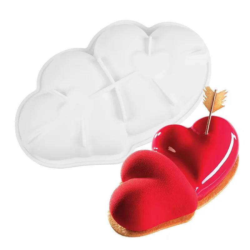 

Double Heart Shape Cake Decorating Mold 3d Silicone Molds Baking Tools Mousse Dessert Moulds Cake Decorating Tools