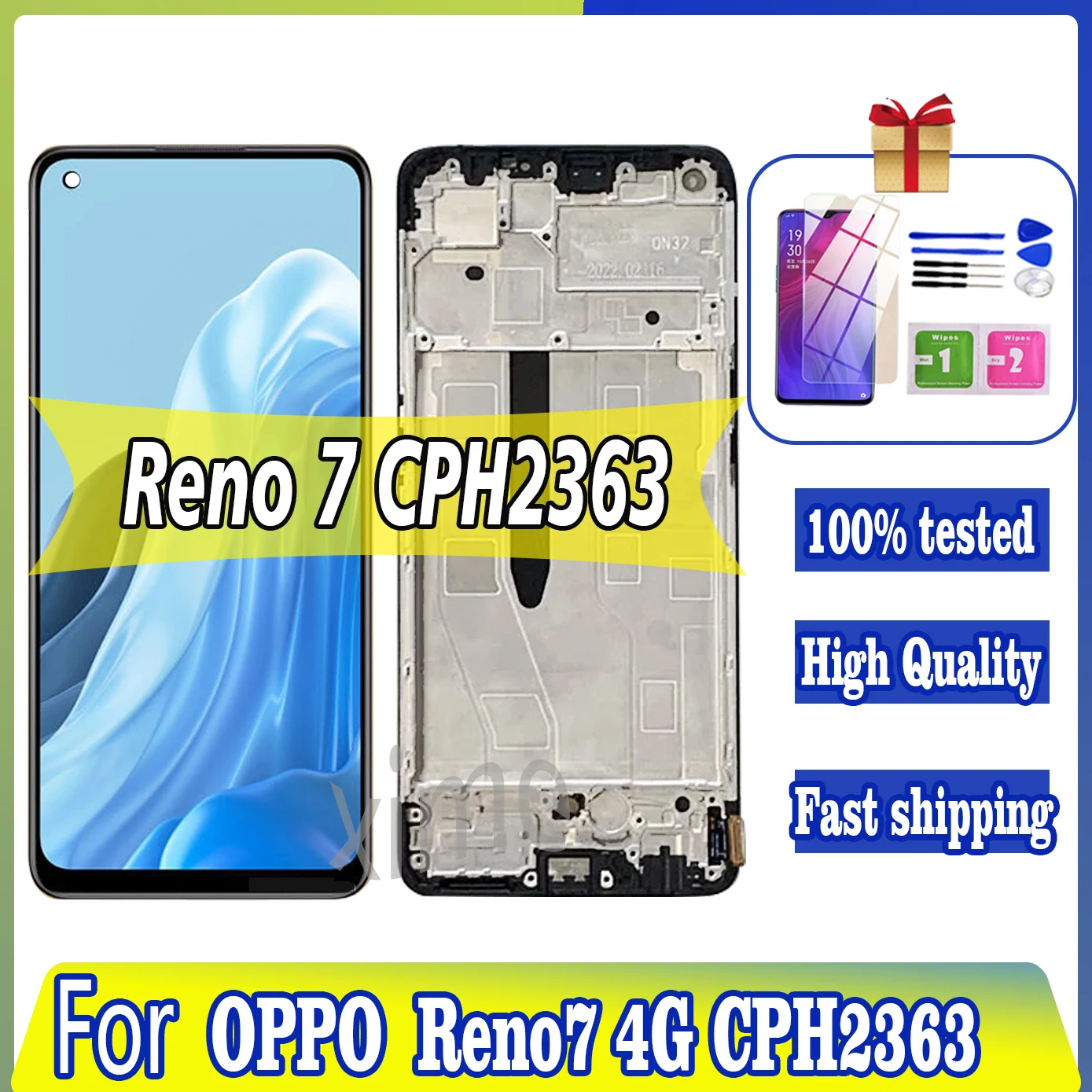 

6,43 "Новый AMOLED ЖК-дисплей для OPPO Reno 7 4G сенсорный экран для OPPO Reno 7 4G CPH2363 в сборе запасные части с рамкой