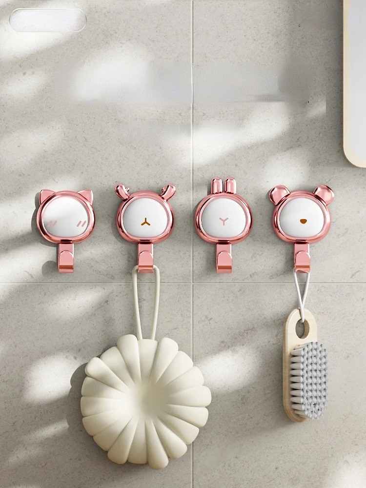 

New 4pcs Punch-free Hook Viscose Strong Door Back Sticky Hook Kitchen Bathroom Wall Seamless Schoolbag Hanging Shelf Accessories