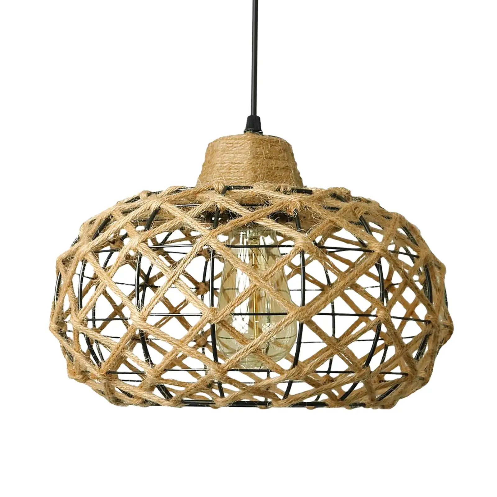 

Hand Weaved Ceiling Hanging Light Fixture Chandelier Wall Decor Lamp LED Pendant Lighting for Dorm Restaurant Bar Entryway