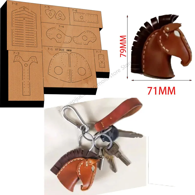 

New Japan Steel Blade Wooden Die Wallet Leather Craft Punch Hand Tool Cut Knife Mould The horse is hanged XF068