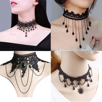 fashion cosplay costume black necklace gothic steampunk choker women sex lace collar goth jewelry accessories