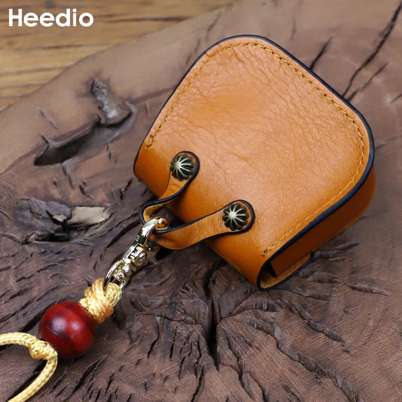 Мини-кошелек Для Монет Airpods С Ремешком Защитный Чехол Из Натуральной Кожи Ручной