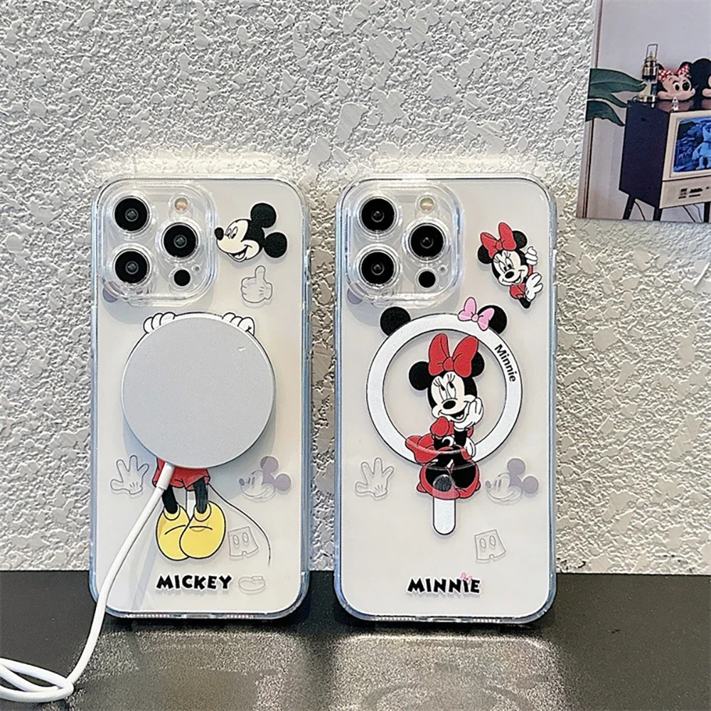 Магнитный чехол с Микки и Минни Маус для Magesafe телефона беспроводной зарядкой iPhone