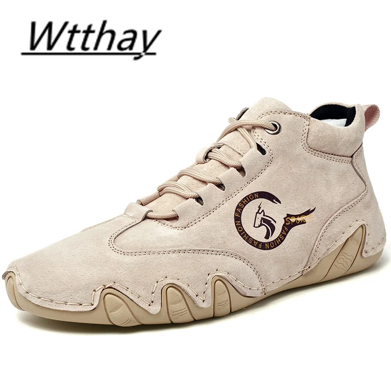 Весенние мужские ботинки Мокасины из натуральной кожи повседневные уличные